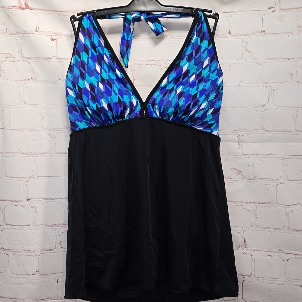 Longitude VNeck Halter Swim Dress Swimsuit Womens Size 18